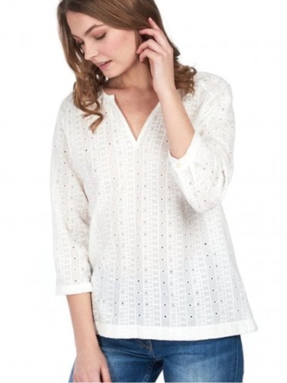 Barbour Overboard Top in White Eyelet ~US 8